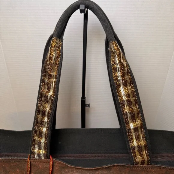 Laurel Burch Native Horses Travel Large Tote Bag Colorful, Cotton Western Whimsy - Picture 5 of 16